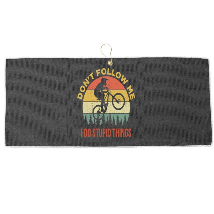 Don't Follow Me I Do Stupid Things Mountain Biking Large Microfiber Waffle Golf Towel