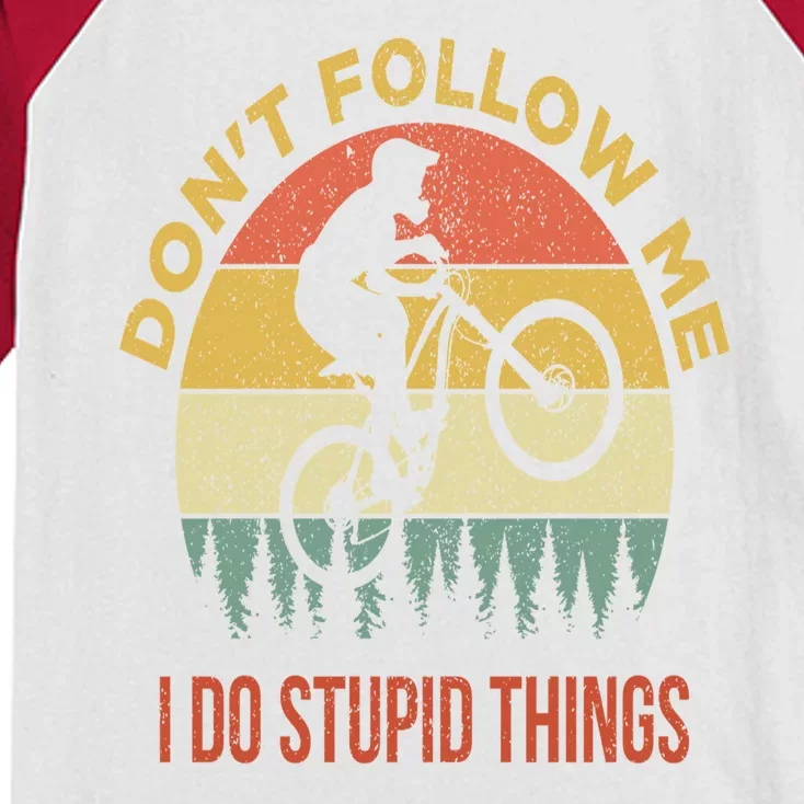 Don't Follow Me I Do Stupid Things Mountain Biking Kids Colorblock Raglan Jersey