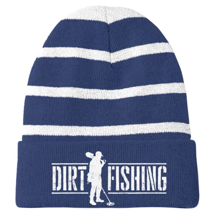 Dirt Fishing Metal Detecting Treasure Hunting Detectorist Striped Beanie with Solid Band