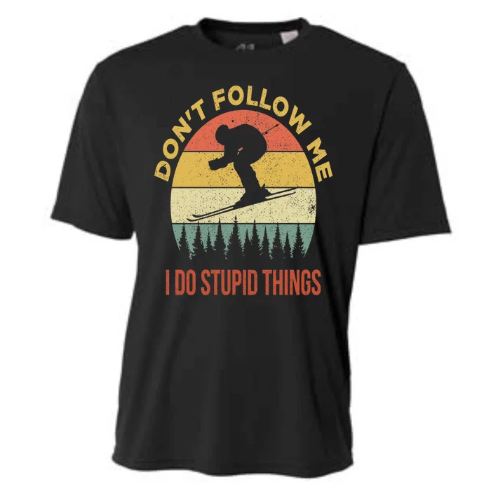 Don't Follow Me I Do Stupid Things Skiing Vintage Cooling Performance Crew T-Shirt