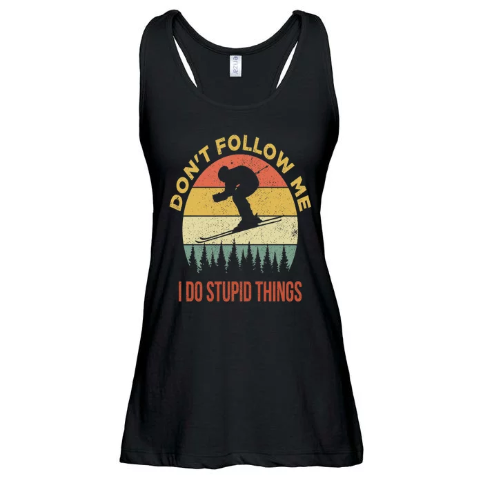 Don't Follow Me I Do Stupid Things Skiing Vintage Ladies Essential Flowy Tank