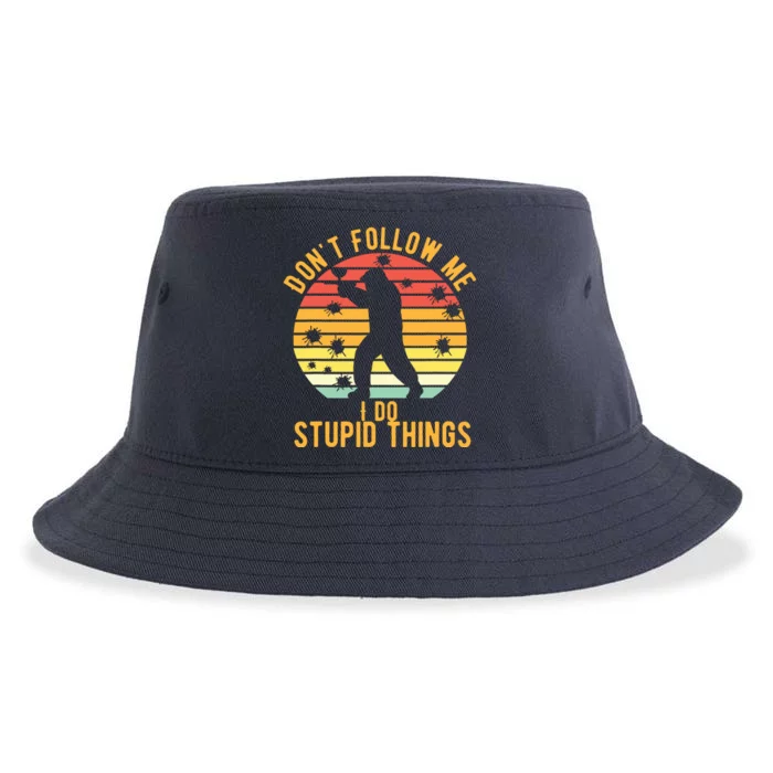 Don't Follow Me I Do Stupid Things Retro Vintage Paintball Sustainable Bucket Hat