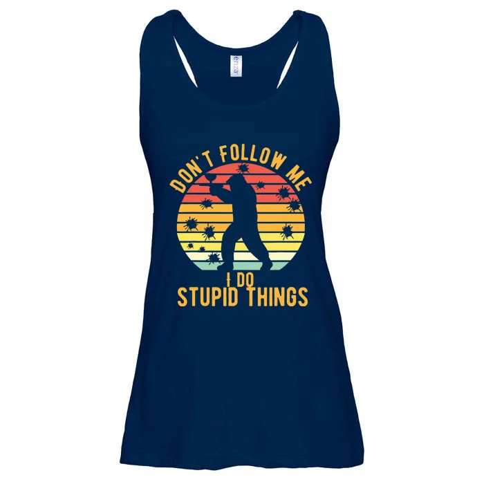 Don't Follow Me I Do Stupid Things Retro Vintage Paintball Ladies Essential Flowy Tank