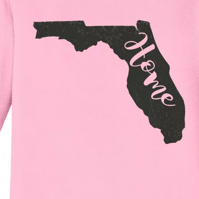 Distressed Floridian Native Outfit Outline Florida Home Baby Long Sleeve Bodysuit