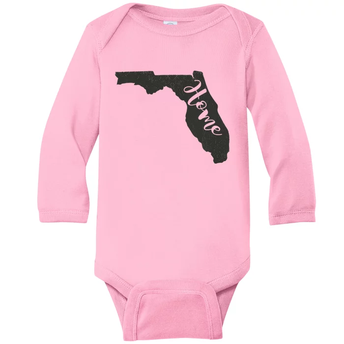 Distressed Floridian Native Outfit Outline Florida Home Baby Long Sleeve Bodysuit