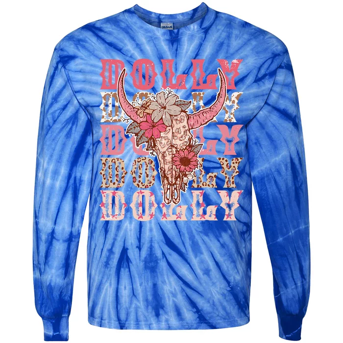 Dolly First Name Guitar Pink Cowgirl Western Tie-Dye Long Sleeve Shirt