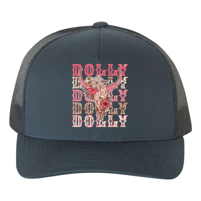 Dolly First Name Guitar Pink Cowgirl Western Yupoong Adult 5-Panel Trucker Hat