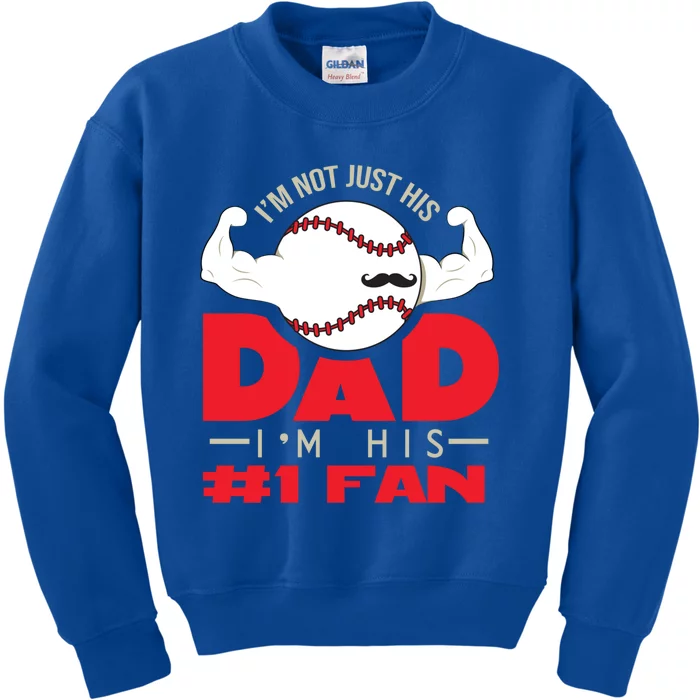 Dad Father Number One Fan Family Baseball Great Gift Kids Sweatshirt