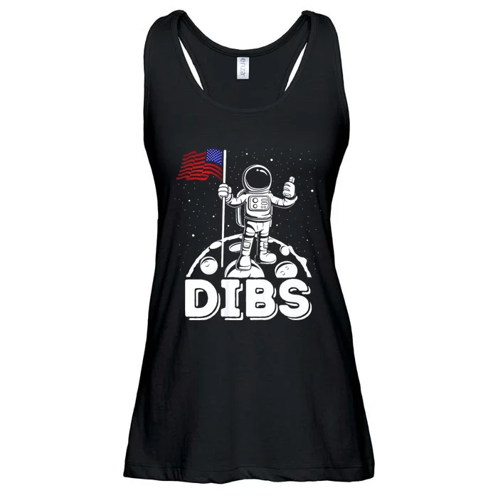 Dibs Flag On Moon Astronaut 4th Of July Space Ladies Essential Flowy Tank