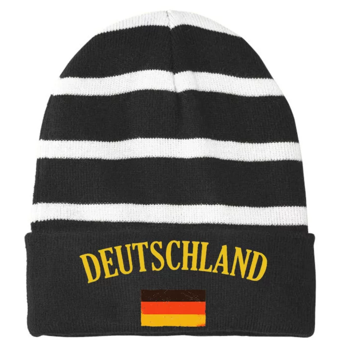 Deutschland Flag Of Germany Flag Striped Beanie with Solid Band