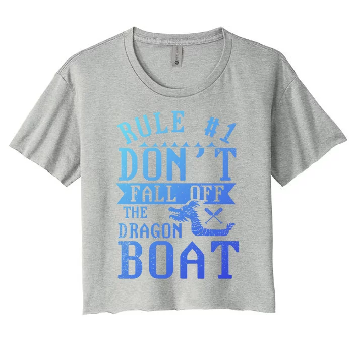 Dont Fall Off Dragon Boat Racing Lover Boats Racer Boating Great Gift Women's Crop Top Tee