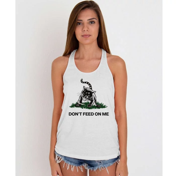 “Don’T Feed On Me” Gadsden Flag Style Cat Women's Knotted Racerback Tank