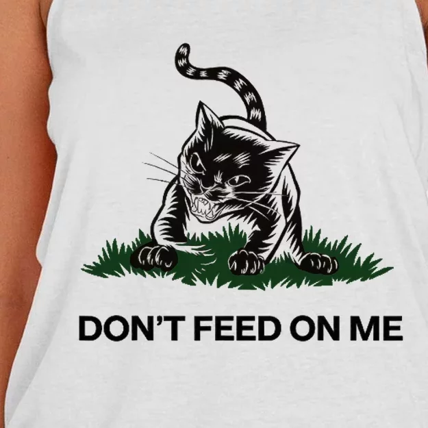 “Don’T Feed On Me” Gadsden Flag Style Cat Women's Knotted Racerback Tank