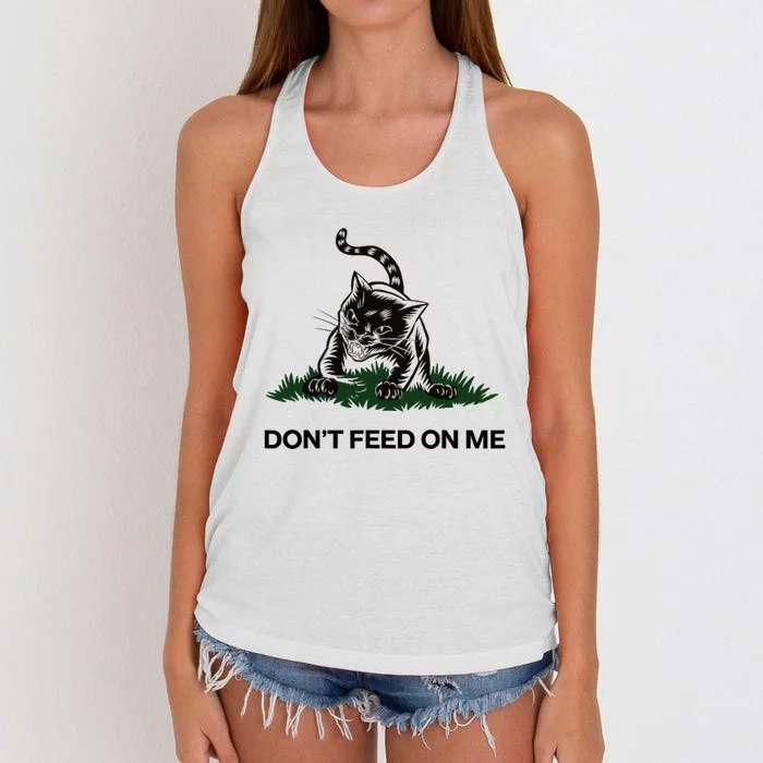 “Don’T Feed On Me” Gadsden Flag Style Cat Women's Knotted Racerback Tank