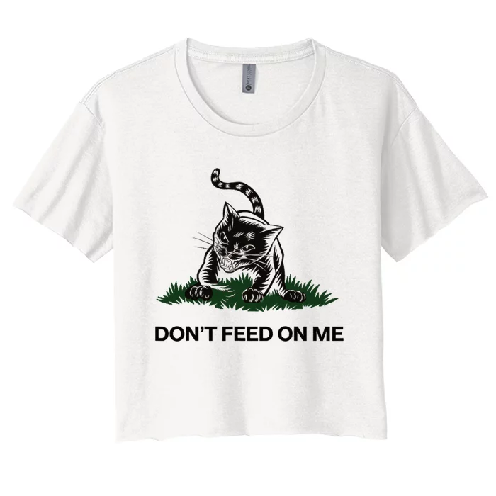 “Don’T Feed On Me” Gadsden Flag Style Cat Women's Crop Top Tee