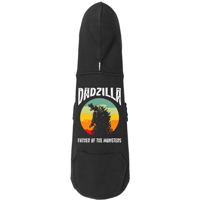 Dadzilla Father Of The Monsters Retro Vintage Sunset Doggie 3-End Fleece Hoodie