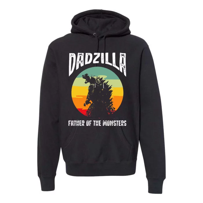 Dadzilla Father Of The Monsters Retro Vintage Sunset Premium Hoodie