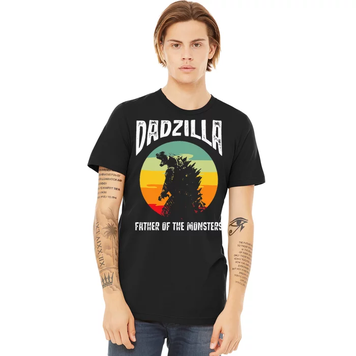 Dadzilla Father Of The Monsters Retro Vintage Sunset Premium T-Shirt