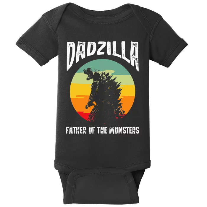 Dadzilla Father Of The Monsters Retro Vintage Sunset Baby Bodysuit