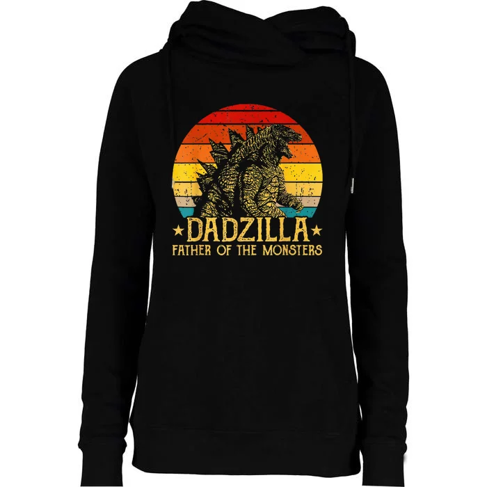 Dadzilla Father Of The Monsters Retro Womens Funnel Neck Pullover Hood