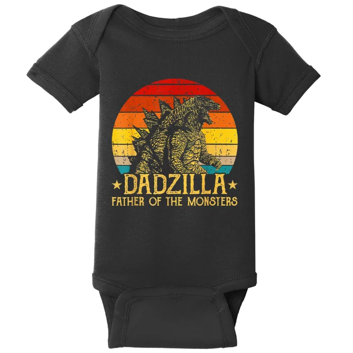 Dadzilla Father Of The Monsters Retro Baby Bodysuit