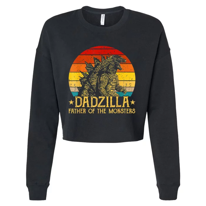 Dadzilla Father Of The Monsters Retro Cropped Pullover Crew