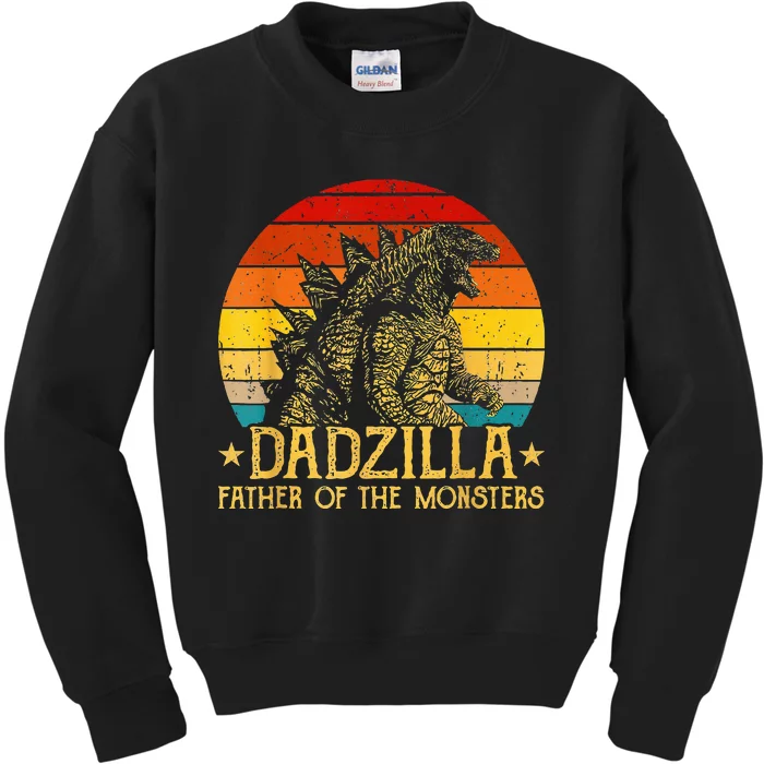 Dadzilla Father Of The Monsters Retro Kids Sweatshirt