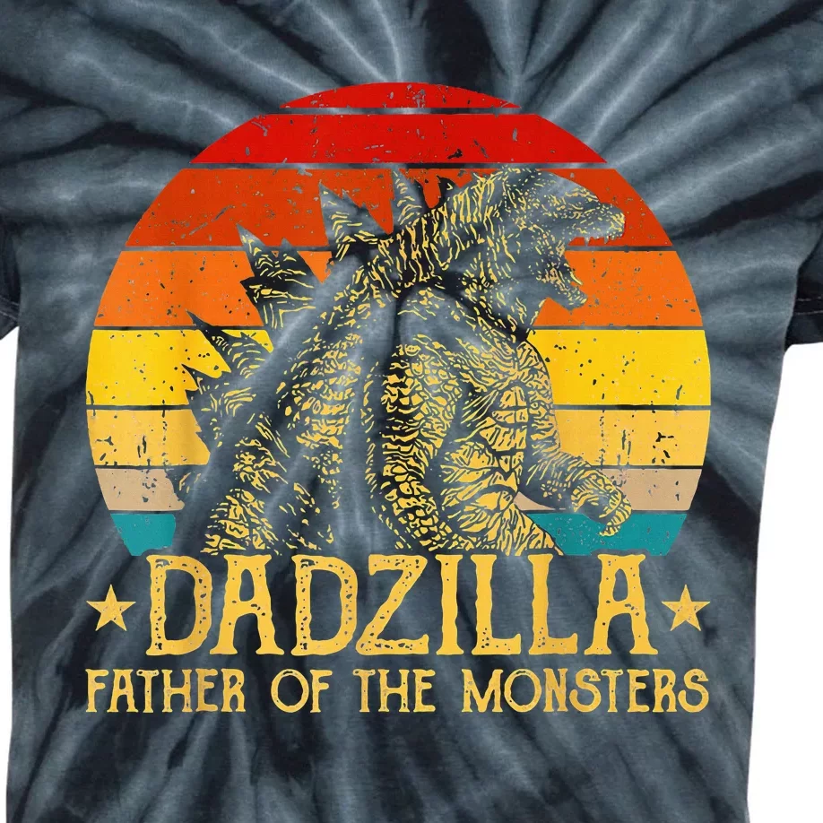 Dadzilla Father Of The Monsters Retro Kids Tie-Dye T-Shirt