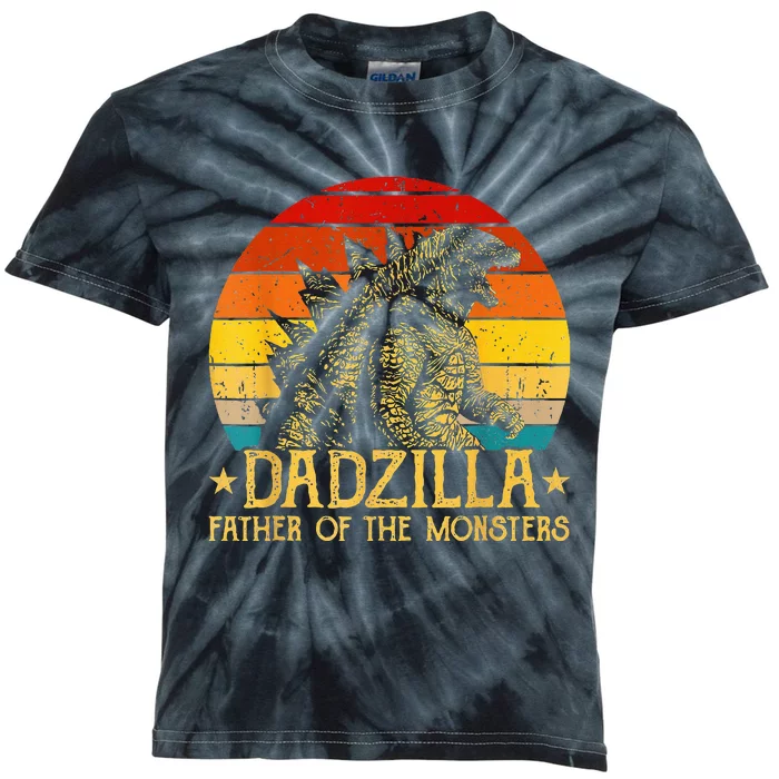 Dadzilla Father Of The Monsters Retro Kids Tie-Dye T-Shirt