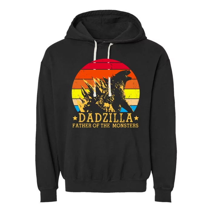 Dadzilla Father Of The Monsters Retro Vintage Garment-Dyed Fleece Hoodie