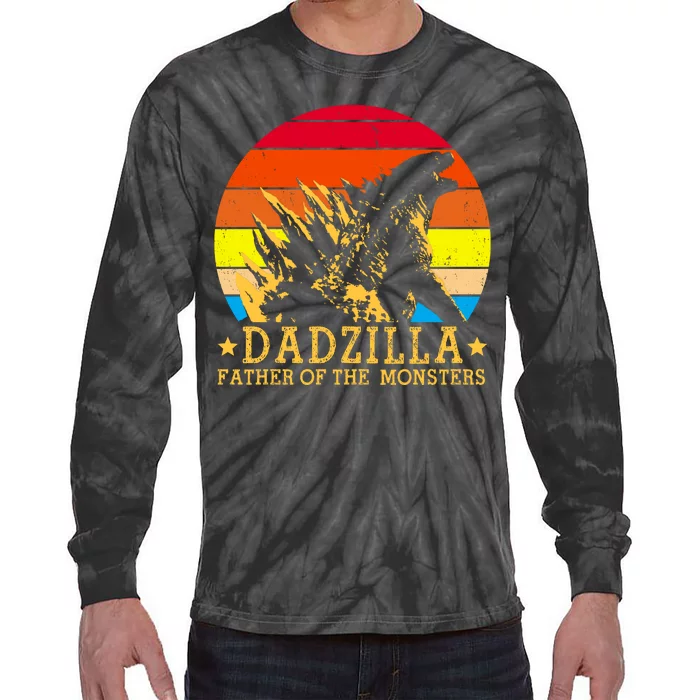 Dadzilla Father Of The Monsters Retro Vintage Tie-Dye Long Sleeve Shirt