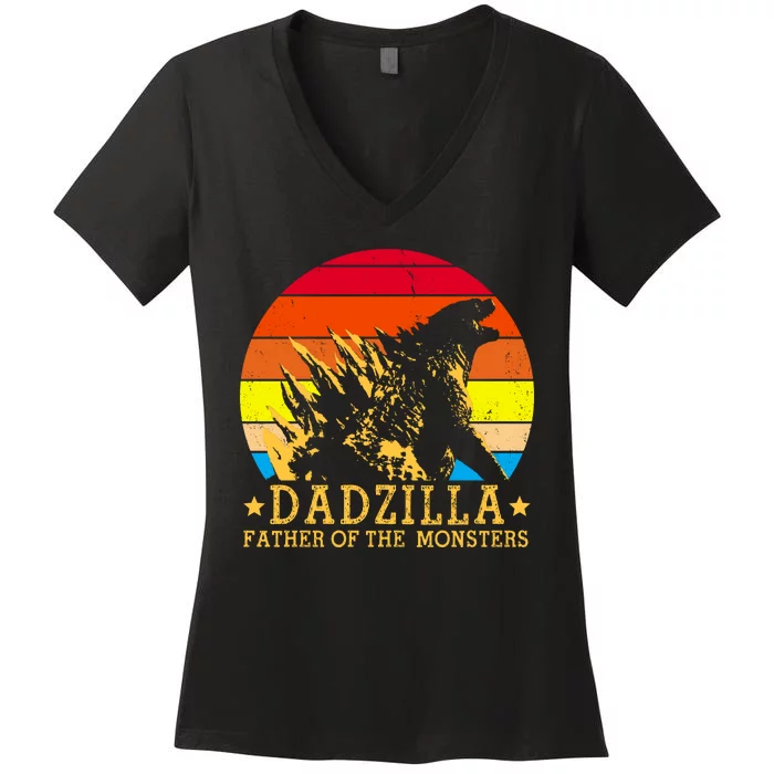 Dadzilla Father Of The Monsters Retro Vintage Women's V-Neck T-Shirt