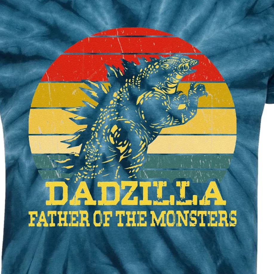 Dadzilla Father Of The Monsters Fathers Day Sunset Kids Tie-Dye T-Shirt