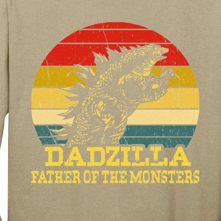 Dadzilla Father Of The Monsters Fathers Day Sunset Tall Long Sleeve T-Shirt