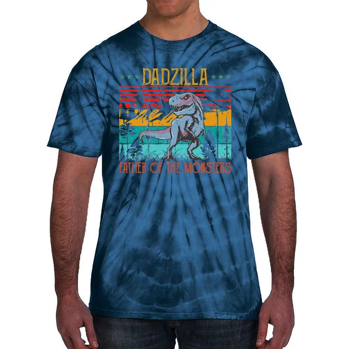 Dadzilla Father Of The Monsters Vintage Dino Dad Fathers Day Tie-Dye T-Shirt