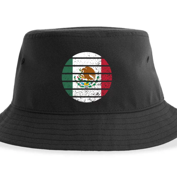 Distressed Flag Of Mexico Circle Sustainable Bucket Hat