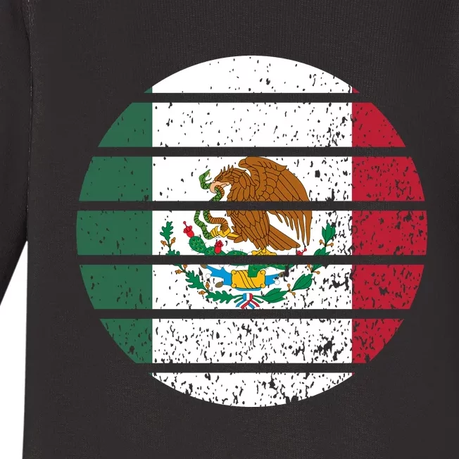 Distressed Flag Of Mexico Circle Baby Long Sleeve Bodysuit