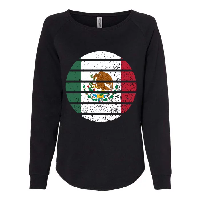 Distressed Flag Of Mexico Circle Womens California Wash Sweatshirt