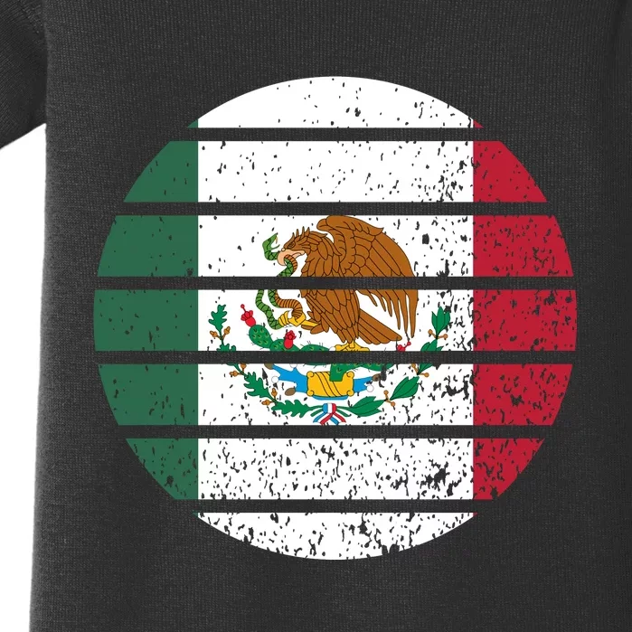 Distressed Flag Of Mexico Circle Baby Bodysuit