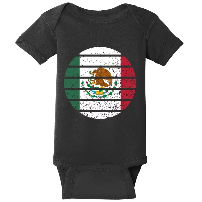 Distressed Flag Of Mexico Circle Baby Bodysuit