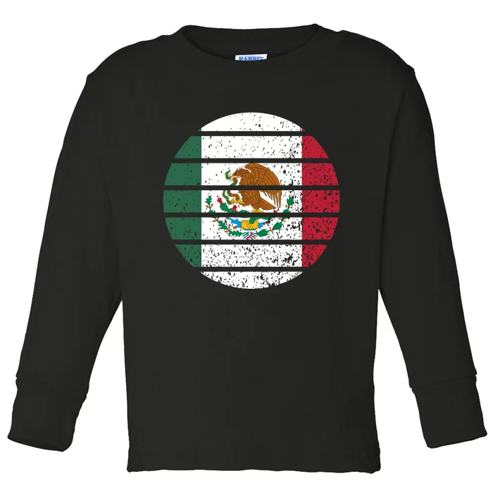 Distressed Flag Of Mexico Circle Toddler Long Sleeve Shirt