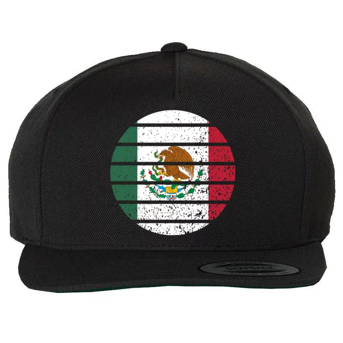 Distressed Flag Of Mexico Circle Wool Snapback Cap