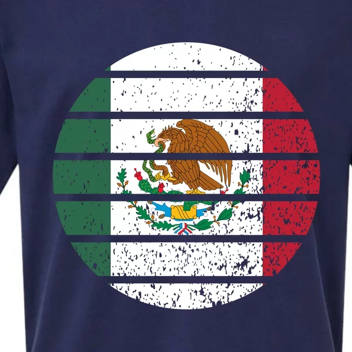 Distressed Flag Of Mexico Circle Sueded Cloud Jersey T-Shirt