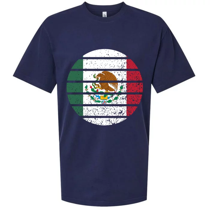 Distressed Flag Of Mexico Circle Sueded Cloud Jersey T-Shirt