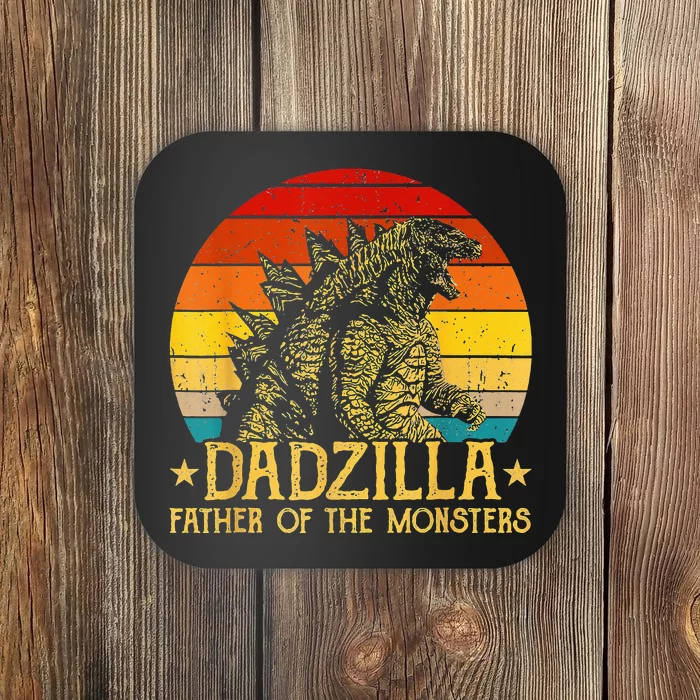 Dadzilla Father Of The Monsters Retro Sunset Coaster