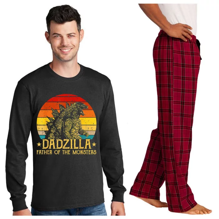 Dadzilla Father Of The Monsters Retro Sunset Long Sleeve Pajama Set