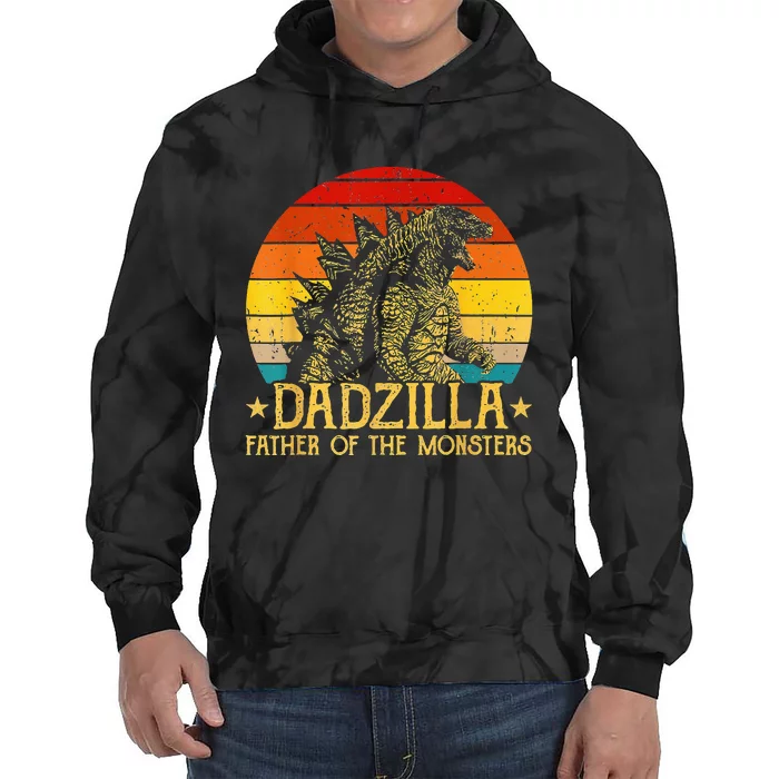 Dadzilla Father Of The Monsters Retro Sunset Tie Dye Hoodie