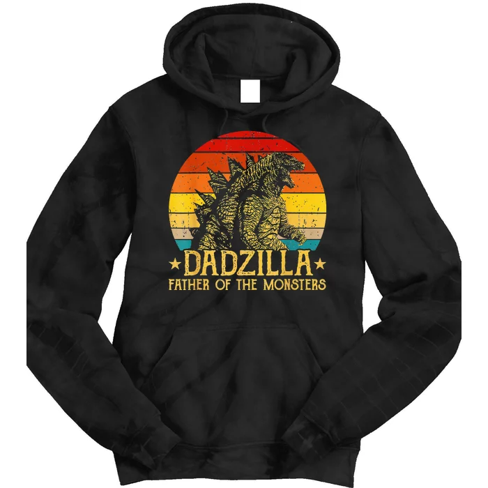 Dadzilla Father Of The Monsters Retro Sunset Tie Dye Hoodie