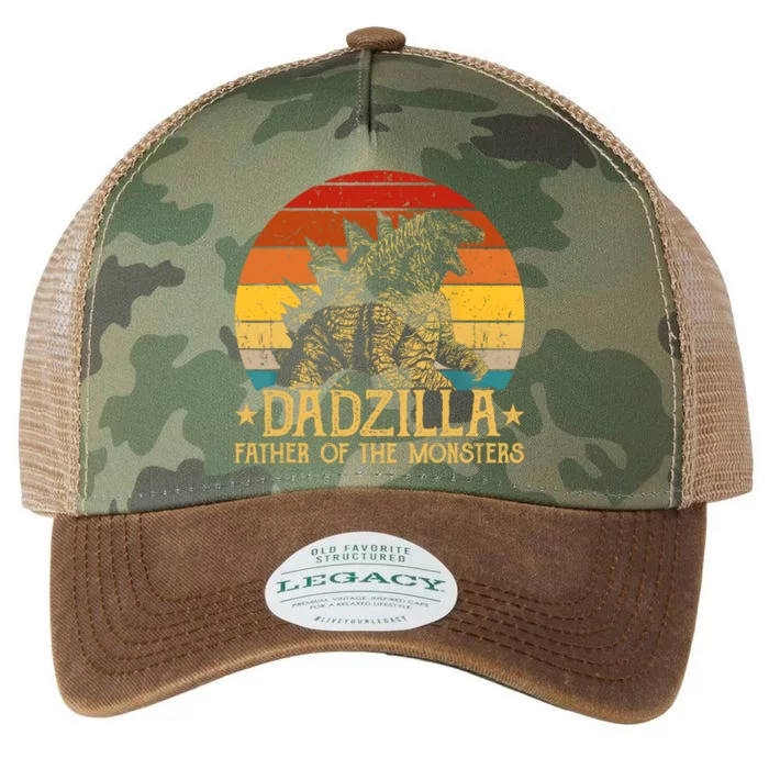 Dadzilla Father Of The Monsters Retro Vintage Sunset Legacy Tie Dye Trucker Hat