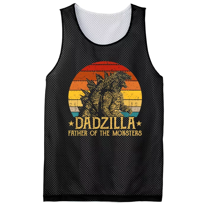 Dadzilla Father Of The Monsters Retro Vintage Sunset Mesh Reversible Basketball Jersey Tank